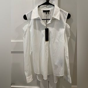 DKNY White Button up Shirt with Cold Shoulder